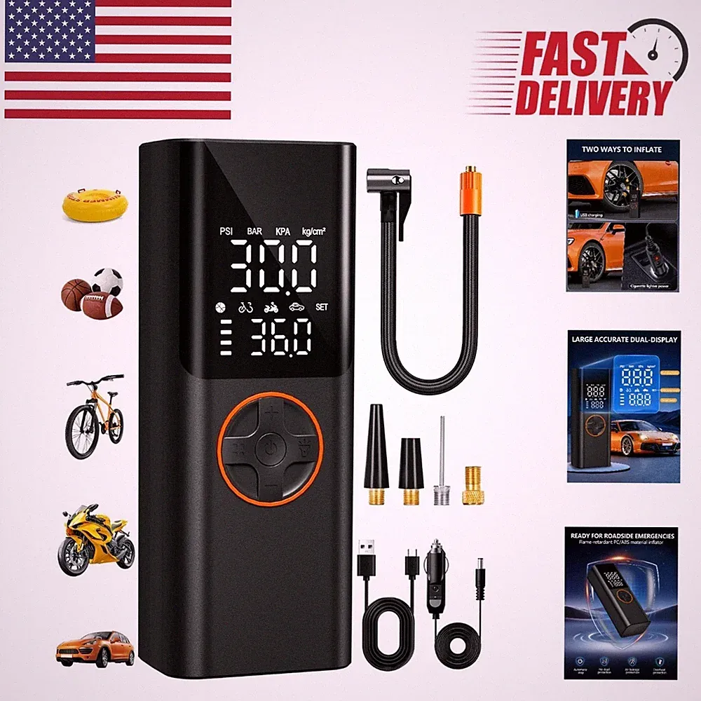 150 PSI Cordless Tire Inflator with USB - Fast & Compact Air Compressor