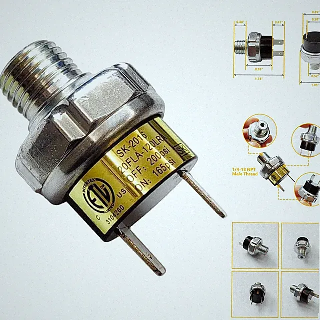 165-200 PSI Air Pressure Switch 1/4" NPT 12V 24V for Train Horn Air Compressor