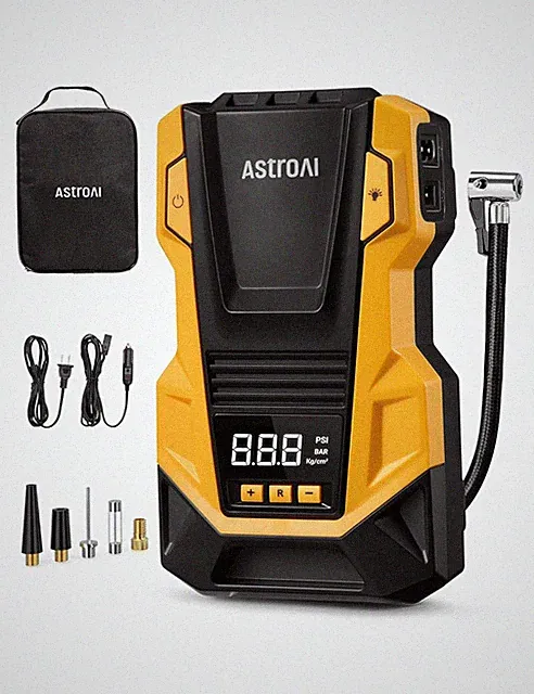 AstroAI 110V AC/12V DC Tire Inflator Portable Air Compressor, Dual Power Electri