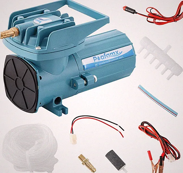 DC 12V Aquarium & Pond Air Pump - 18W-120W Quiet Commercial Aerator with 6 Outle