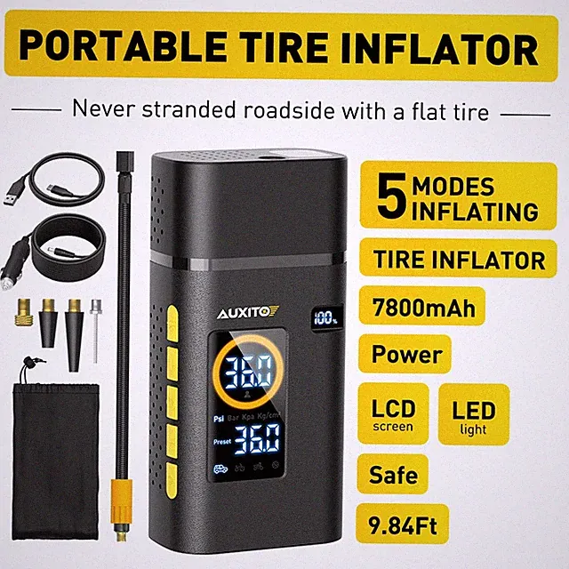 Electric Air Pump Air 150PSI Compressor Portable Tire Inflator For Bike