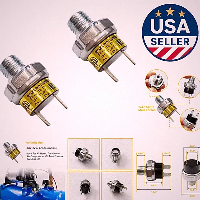 Reliable 2 Pack Air Pressure Switch 120-150 PSI, 1/4" NPT for Easy Installation