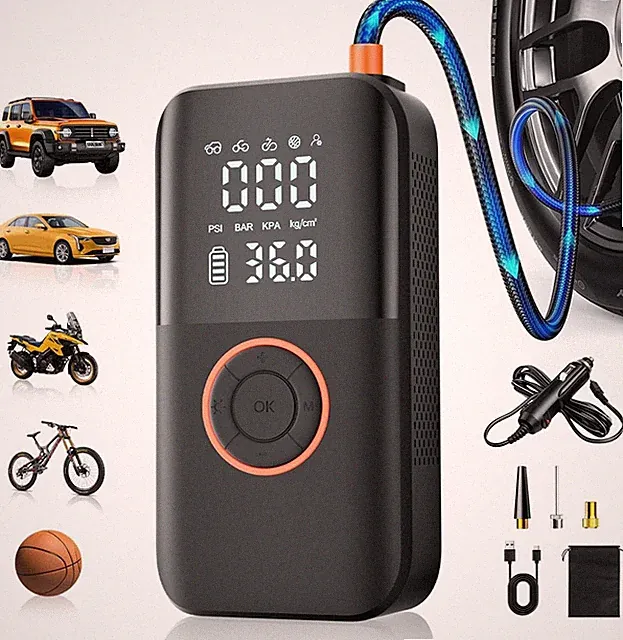 Tire Inflator Portable Air Compressor, 150PSI Cordless Tire Pump, 12V DC & Batte