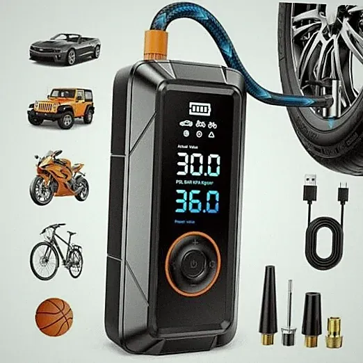 Tire Inflator Portable Air Compressor, Cordless & 12V DC Air Inflator for Black